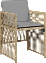 thumbnail of vidaXL 5-teiliges Garten-Esszimmer-Set mit Kissen in Beige aus Poly-Rattan