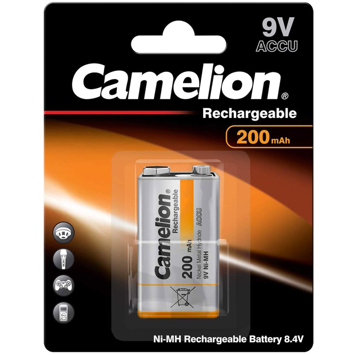 9V NiMH Akku 8,45 Volt mit 200mAh 1 Stück HR6F22 Abmessungen 26,1 x 15,2 x 48,5mm