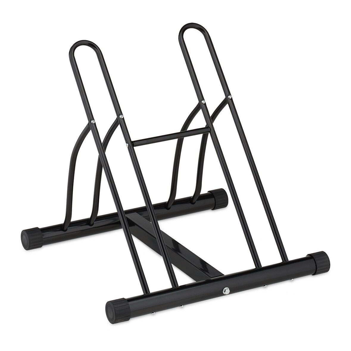 Relaxdays Fahrradständer, Metall Bodenparker für 2 Räder, bis 60mm Reifenbreite, HBT: 57 x 60,5 x 55 cm, Indoor, schwarz