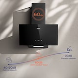 thumbnail of CIARRA Hotte Aspirante Inclinée 60cm 350m3/h 3 Vitesses A++ Recyclage ou Evacuation Verre Noir VM6750CB