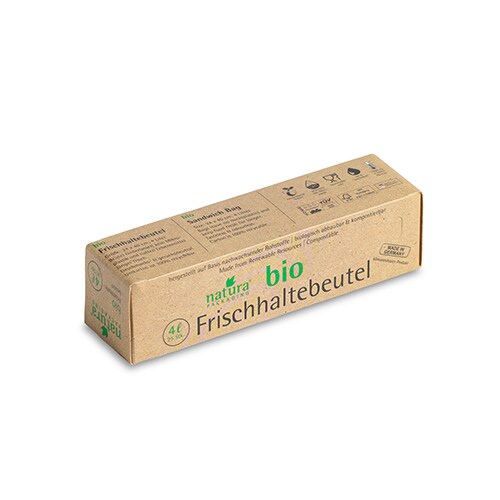 600 "Naturapackaging" Frischhaltebeutel Mater-Bi 4 l 24 cm x 40 cm in Faltschachtel
