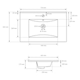 thumbnail of ECD Germany Einbauwaschbecken Keramik Weiß 710 × 465 × 175 mm, mit Überlauf, inkl. Ablaufgarnitur – großes Design-Waschbecken
