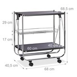 thumbnail of Relaxdays Servierwagen klappbar, 4 Rollen, Metall, 2 Böden, Gitterkorb, HxBxT 68,5 x 68 x 40,5 cm, Küchenwagen, Schwarz