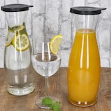 thumbnail of 12x MIA MISURA Wein-Karaffe mit Deckel schwarz 1L geeicht Glas-Krug Saft Wasser