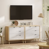 thumbnail of HOMCOM Credenza Moderna 3 Cassetti e Armadietto Bianco Lucido e Rovere