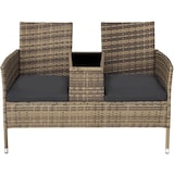 thumbnail of tectake panca da giardino in polyrattan con tavolino - naturale/grigio scuro - 404560