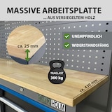 thumbnail of Werkstattwand 13-tlg. modulares Werkstattschranksystem aus Stahl mit massiver Holzarbeitsplatte blau