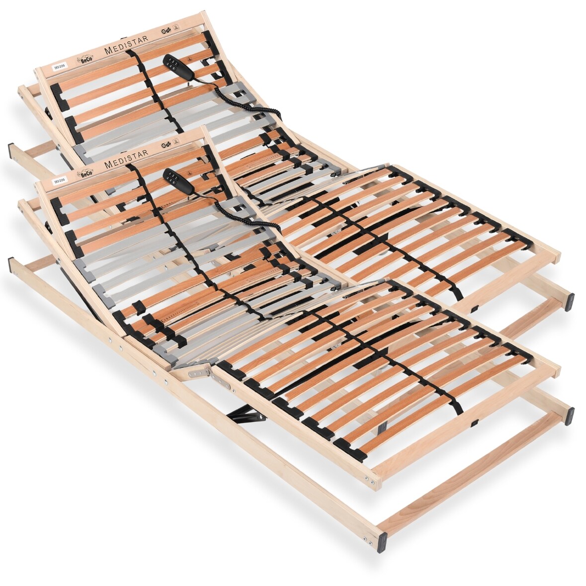 Lattenrost 180x200 cm montiert elektrisch verstellbares Kopf & Fußteil 5 Zonen 28 Latten Belastbarkeit 150 kg Made in Germany Birkenschichtholz