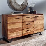 thumbnail of Stilvolles Sheesham Sideboard mit Baumkanten-Design, Metallgestell. 145x45x82 cm | Kadima Design