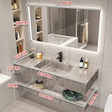 thumbnail of Badezimmer Waschbecken Set LED-Spiegel, Ablageplatte BG120 Grau 120x55cm