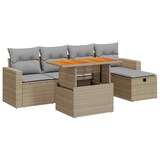 thumbnail of vidaXL 6-tlg. Garten-Sofagarnitur mit Kissen Beige Poly Rattan Akazie