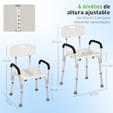 thumbnail of Silla de ducha para personas mayores taburete de baño con respaldo altura regulable antideslizante y apoyabrazos carga 136 kg