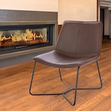 thumbnail of SVITA RON Loungesessel Cocktailsessel Clubsessel ohne Armlehnen Metall-Gestell Leder-Optik Braun