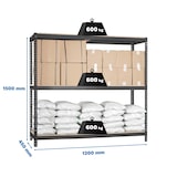 thumbnail of SimonRack Industrieregal, 1500x1200x450 mm, 600 kg am Biegepunkt, 3 Holzböden, Garagenregal, Anthrazit/Holz- Simonforte