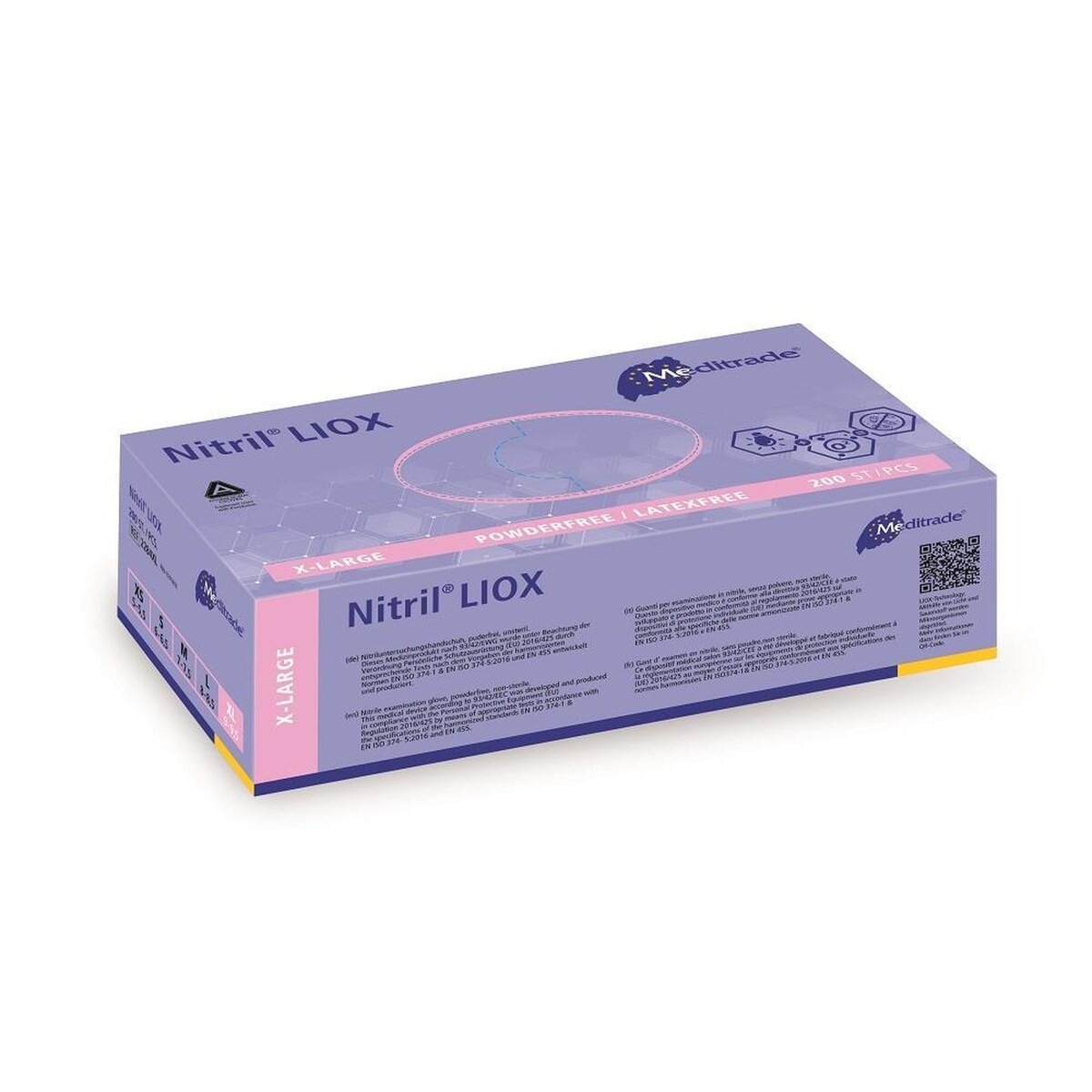 Meditrade 1800 Nitril-Handschuhe Liox- puderfrei - keimtötend - Einmalhandschuhe Gr. XL