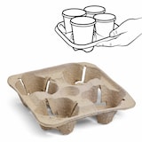 thumbnail of 60x Getränkehalter Tragetablett Becherhalter 4 Becher Coffee to Go 21x21cm
