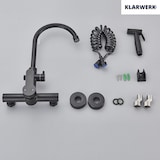 thumbnail of JULIE |Torneira misturadora gastronómica de parede preta|de cozinha profissional em aço inoxidável com duche de mão|restaurante de parede de bica alta