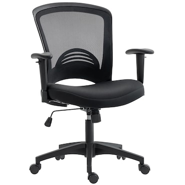 HOMCOM Sedia da Ufficio Traspirante ad Altezza Regolabile Nera