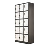 thumbnail of Metall Garderobenschrank Schrank Schließfachschrank 15 Fächer  BUDAPEST Spind dunkelgrau-weiß