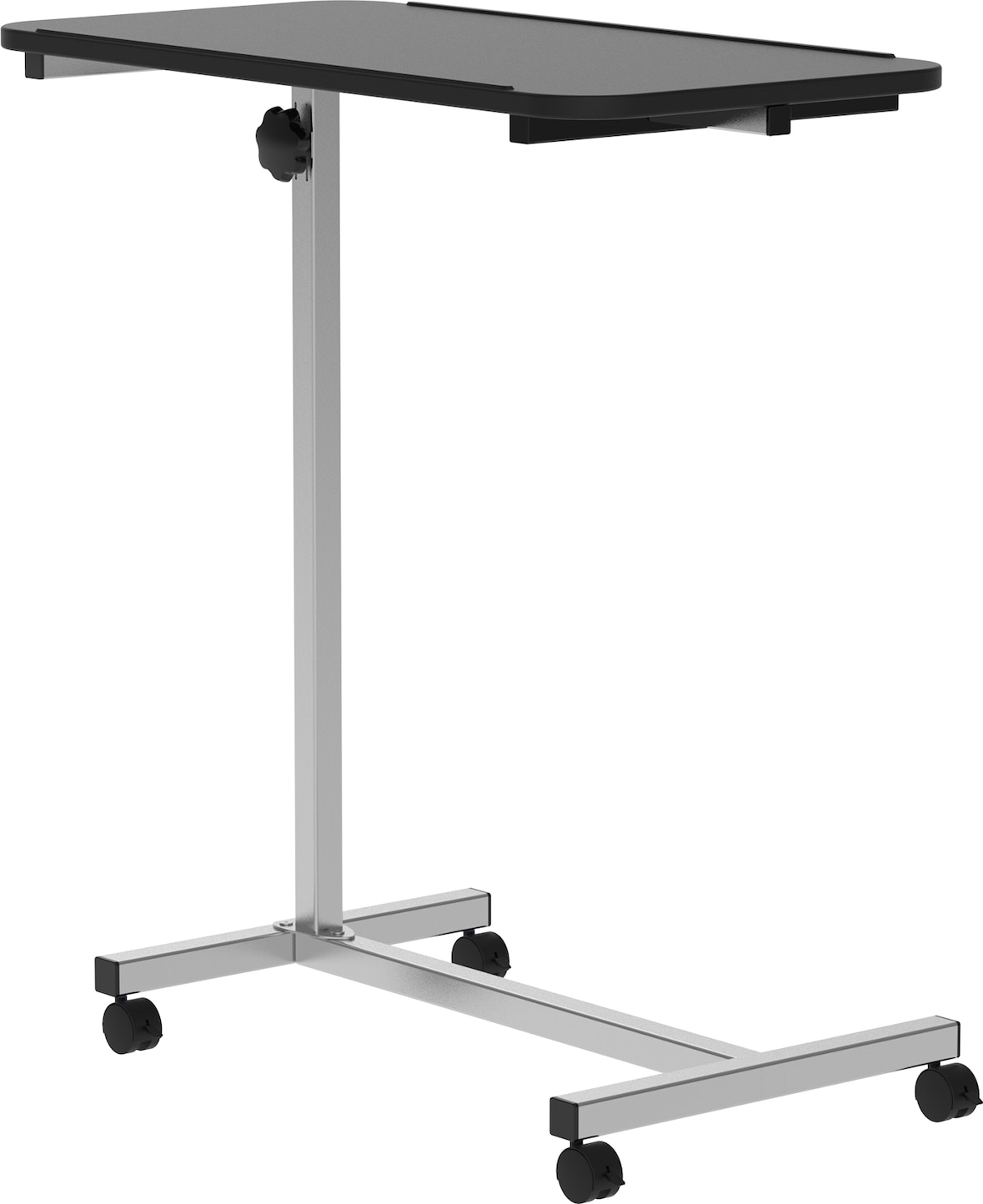Mesa auxiliar con ruedas mesa para sofá con altura ajustable y marco de metal carga 20 kg para dormitorio salón oficina 77x40x76-100 cm negro y plata