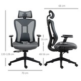 thumbnail of Ergonomischer Bürostuhl Schreibtischstuhl 70x66x128 cm mit Liegefunktion 135 Grad Kopfstütze Lendenstütze verstellbar Grau