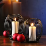 thumbnail of Kerzenhalter Windlicht Korb Optik Metall Draht Tischdeko oval schwarz 2er Set
