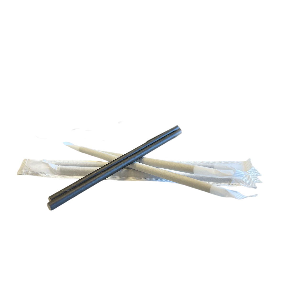 RIOBA - Caixa com 10 embalagens de 450 palhinhas pretas caipirinha de papel 145x6mm embaladas individualmente