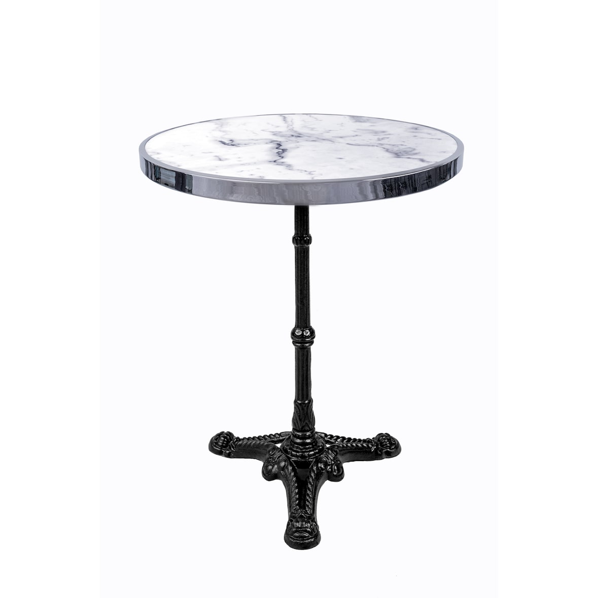 SIT Möbel Bistrotafel rond | wit marmeren blad met chromen onderstel | zwart gietijzeren frame | B 57 x D 57 x H 71 cm | 09996-11 | Serie THIS & THAT