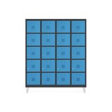 thumbnail of Rocada taquilla soldada 30cm (300mm) 4 módulos 5 puertas cuerpo negro ral9005 + puertas azul ral5009