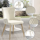 thumbnail of Esszimmerstuhl 2er Set 85x47x49 cm Samt Beige+Gold mit Metallbeinen modern bequem pflegeleicht als Dining und Loungestuhl vielseitig einsetzbar