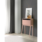 thumbnail of Escritorio 630 modelo BRISTOL en melamina Nogal con puerta abatible y patas de haya rosa maquillaje, de HERDASA.