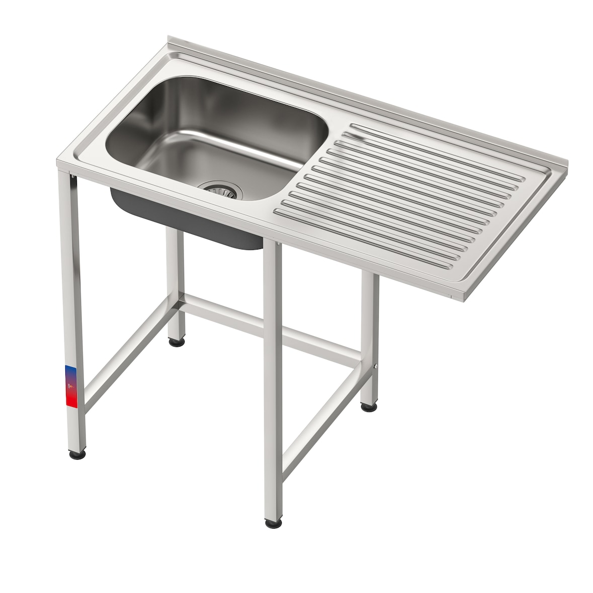 Gasfrit – Évier sous comptoir, 1 cuve et 1 égouttoir, acier inoxydable industriel,  1000 × 500 × 850 mm