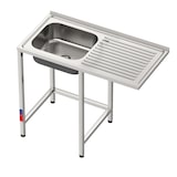thumbnail of Gasfrit – Évier sous comptoir, 1 cuve et 1 égouttoir, acier inoxydable industriel,  1000 × 500 × 850 mm
