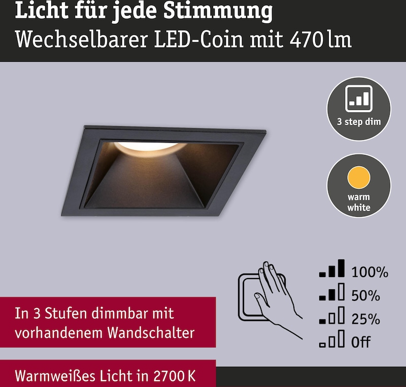 Ein dimmbarer LED-Einbaustrahler mit 470 Lumen.