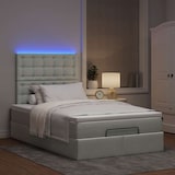 thumbnail of vidaXL Ottoman-Bett mit Matratzen & LEDs Hellgrau 120x200 cm Samt