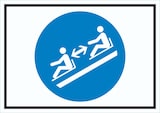 thumbnail of Abstand halten zwischen den Rodeln Symbol Schild A2 Rückseite selbstklebend