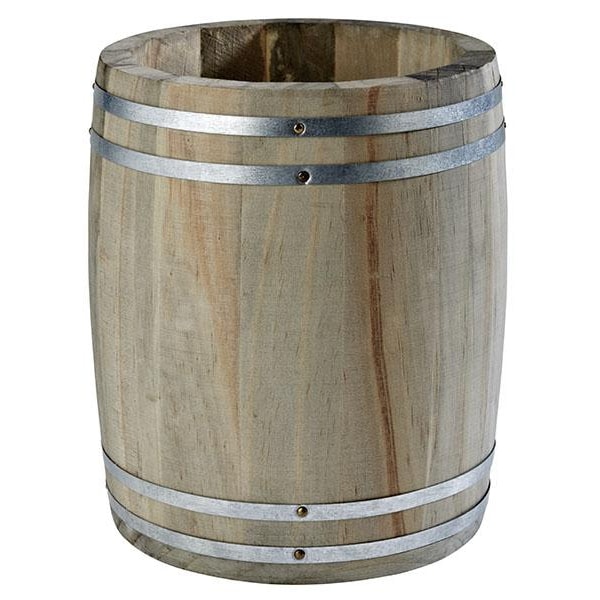 APS Country Style Besteckständer/ Besteckbehälter, Holz, Ø 11,5 cm, H: 14 cm, Braun, Fassringe aus Edelstahl