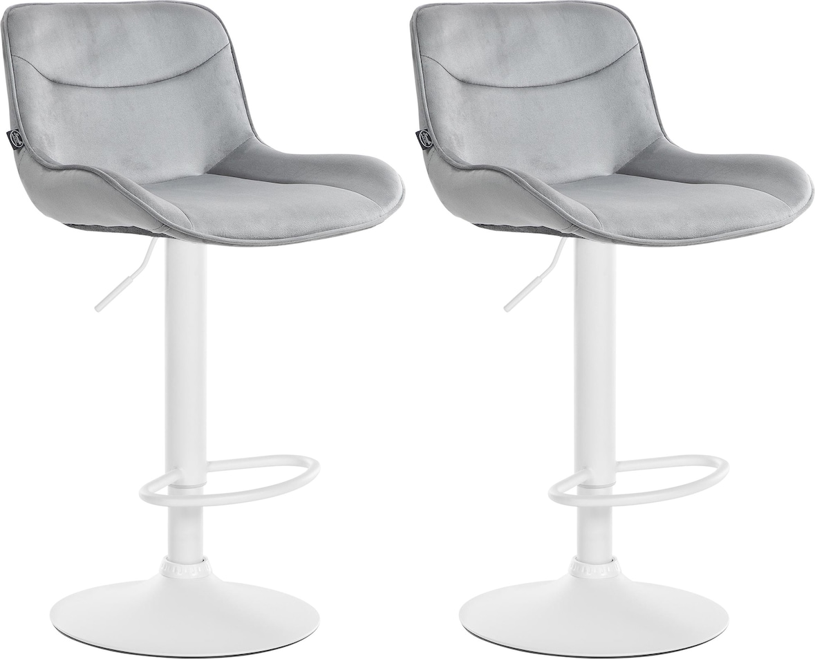 2er Set Barhocker Vonore Samt grau/weiß