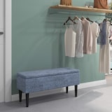 thumbnail of HOMCOM baúl de almacenaje de dormitorio banco de almacenamiento capacidad 47l con tapa abatible y patas de madera para salón carga 120 kg 95x38x45 cm