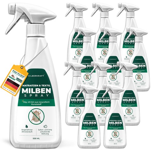 Milbenspray für Matratzen & Textil - Milben im Bett vertreiben: 12 x 500 ml