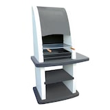 thumbnail of BBQ PALMEIRA - Barbacoa con 1 bancada, construido con cemento pintado de blanco y negro - 113x62x181cm