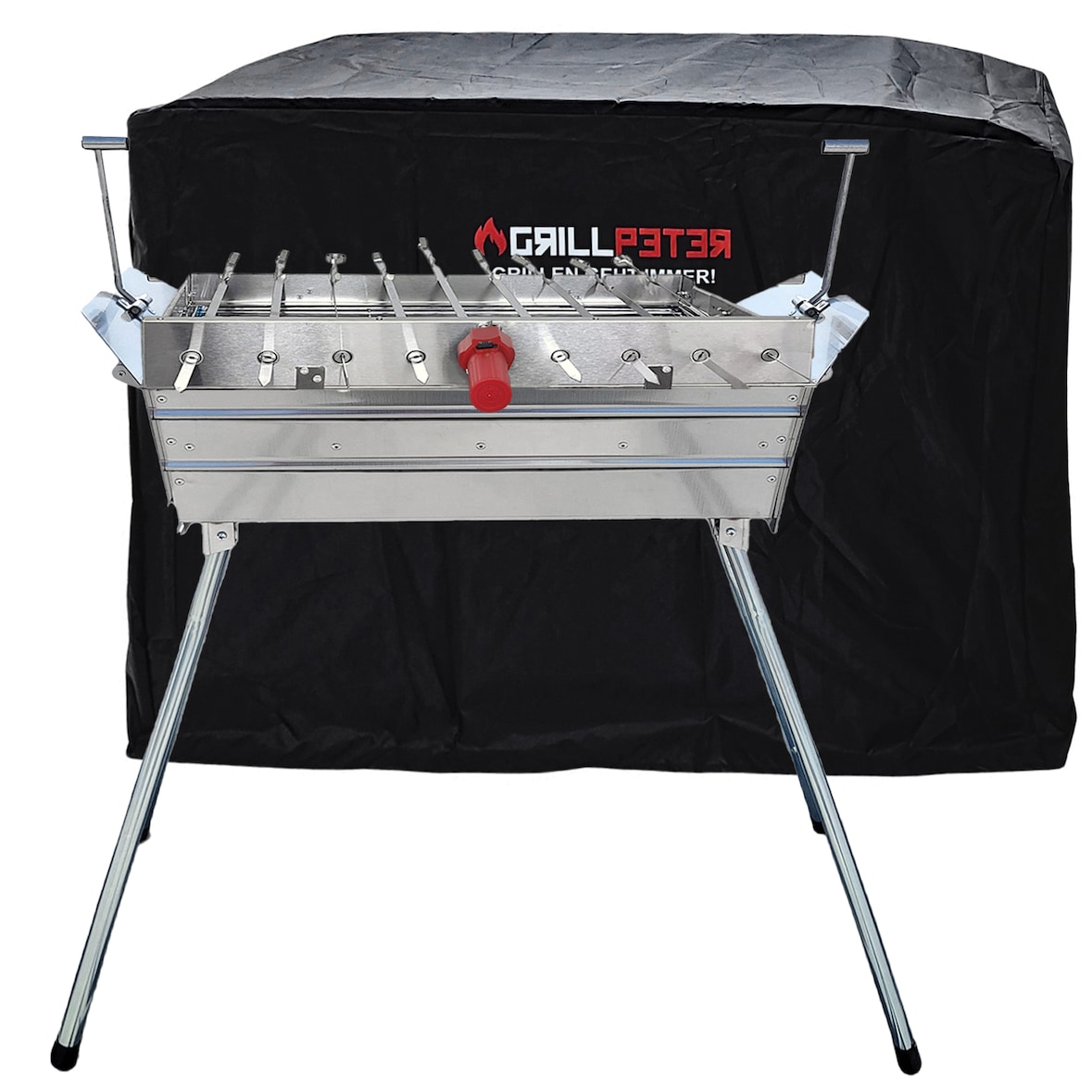 Mangal Ararat Edelstahl 2mm Schaschlikgrill 9er Drehspieß Haube Motor