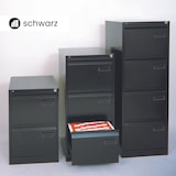 thumbnail of BISLEY Light Hängeregistraturschrank mit Schloss aus Metall in schwarz, 3 Schubladen, einbahnig - Hängeregisterschrank abschließbar, Hängeregistratur