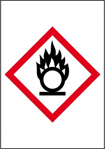 Aufkleber I Gefahrensymbol Flamme über Kreis GHS 03, Folie, selbstklebend, 12x17mm, 10/Bogen, GHS-Verordnung
