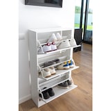 thumbnail of DUPI Mueble Zapatero Madera | 3 Puertas Oscilobatientes | 6 Baldas para 28 Zapatos | Diseño Minimalista | Zapatero Entrada (Blanco Veteado)
