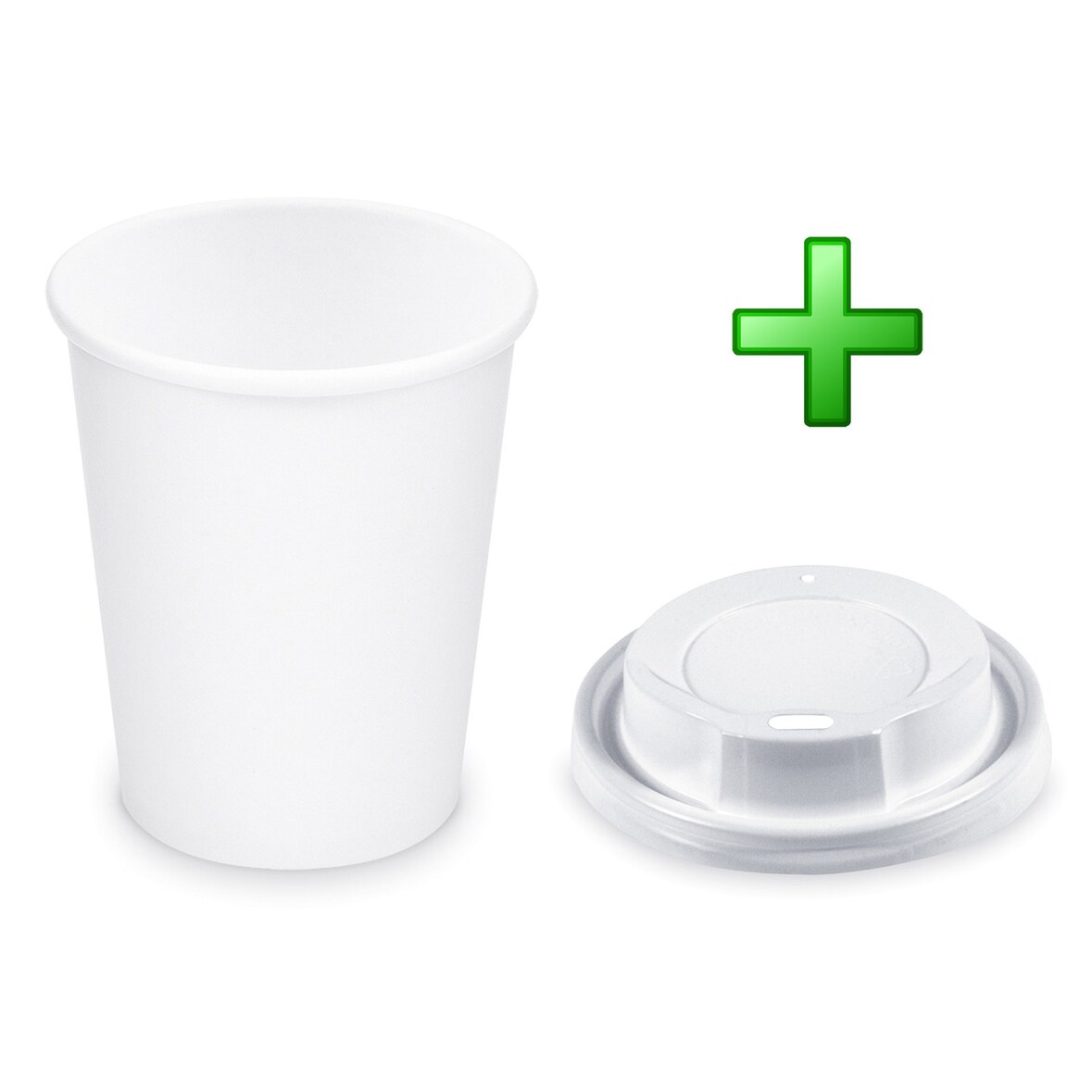 100x Pappbecher Getränkebecher weiß 150 ml 200 ml O 73mm inkl. Trinkdeckel