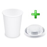 thumbnail of 100x Pappbecher Getränkebecher weiß 150 ml 200 ml O 73mm inkl. Trinkdeckel