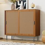 thumbnail of Merax Sideboard Küchenschrank, Kommode Aufbewahrungsschrank mit 2 Schiebetüren und Verstellbare Ablage, Landhausstil Beistellschrank B100/H90/T37 cm