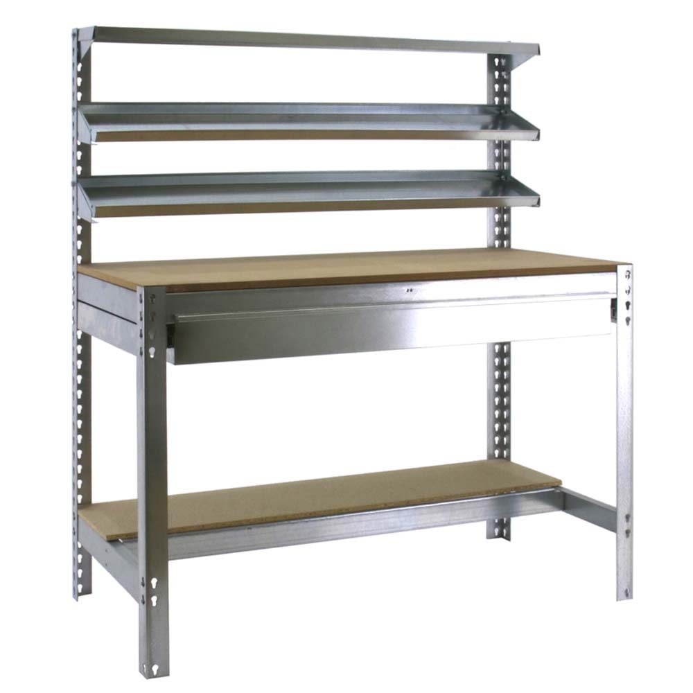 PROREGAL Établi BUFFALO avec étagère frontale et tiroir | HxLxP 84x90x61cm | Capacité de charge 400kg | Galvanisé