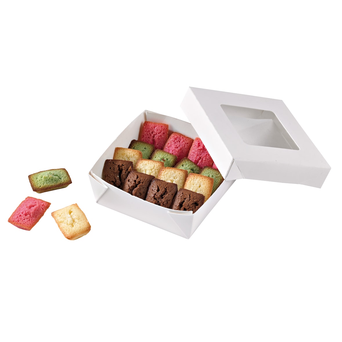 FHC - 250Pcs - Boite "Kray" carrée carton blanc avec couvercle à fenêtre - 115x115x40mm, 350ml